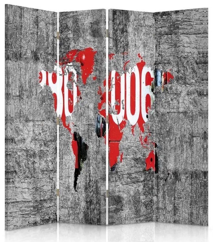 Gario Paraván Stílusos világtérkép Méret: 145 x 170 cm, Kivitelezés: Forgó paraván 360°