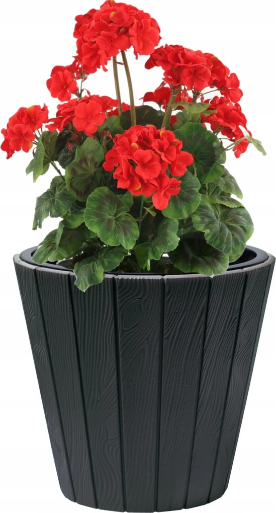 Kerek fa kaspó utánzat 12 L antracit Ø 30 cm stílusos és strapabíró