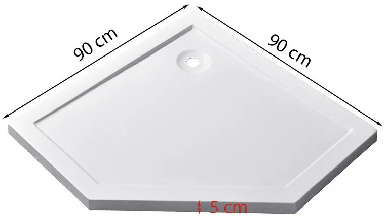 Modena Slim ötszögletű alacsony akril zuhanytálca 90x90 cm