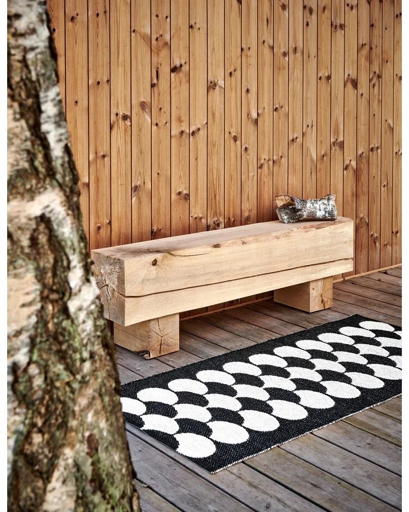 Fekete-krémszínű kültéri-beltéri futószőnyeg 70x250 cm Poppy Black Vanilla – Pappelina