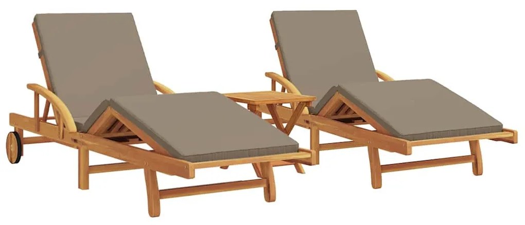 vidaXL Napozó 3 pcs Tópszínű Tömör Akácfa