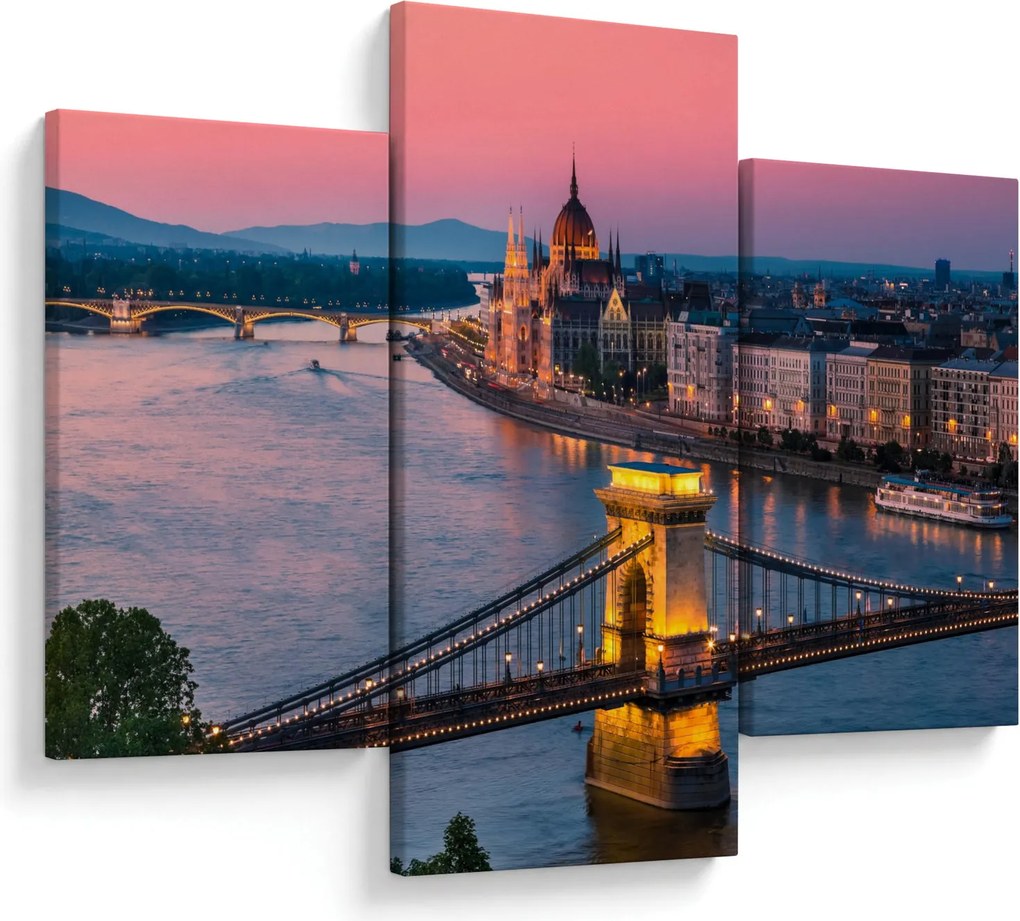 Kép - panoráma a városra, Budapest, Magyarország (90x60 cm)
