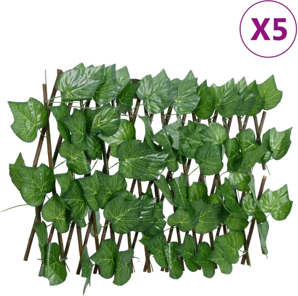 vidaXL zöld 5 db bővíthető műszőlőlevélrács 180x20 cm