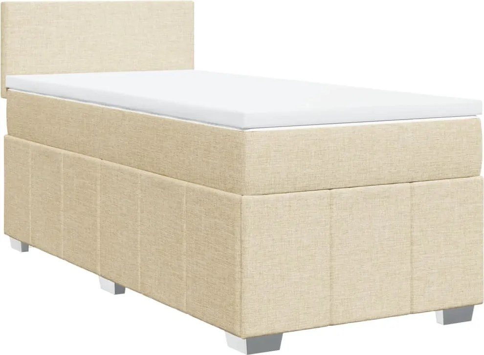 vidaXL krémszínű szövet rugós ágy matraccal 80 x 200 cm