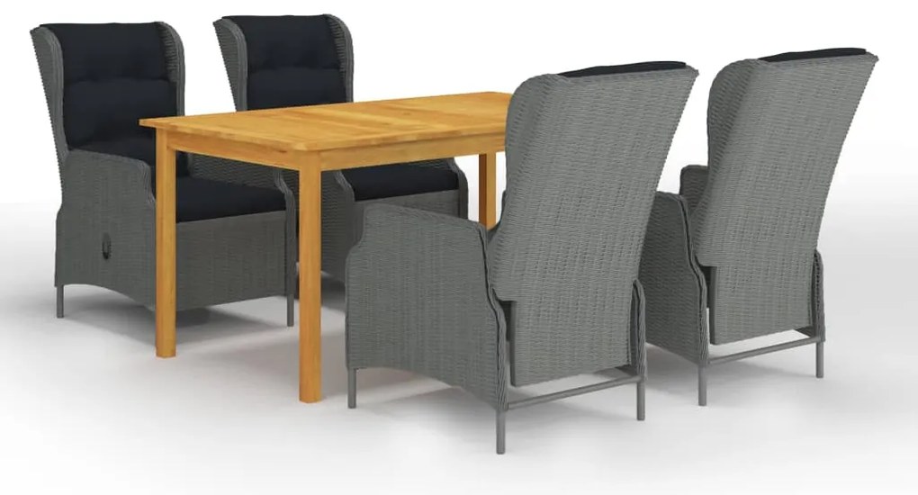 vidaXL 5 részes világosszürke kerti étkezőgarnitúra