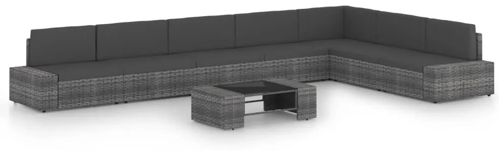 vidaXL 8 részes szürke polyrattan kerti ülőgarnitúra párnákkal
