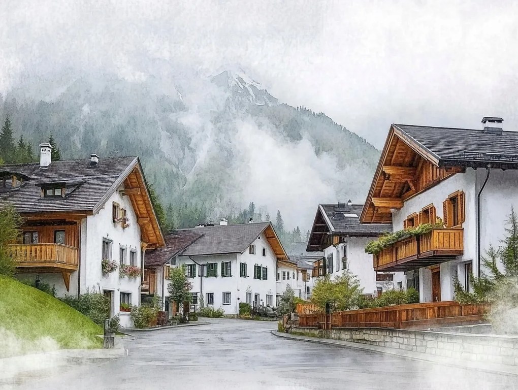 Vászonkép Canvas Alpok Ausztria Svájc Kilátás Város 80x60