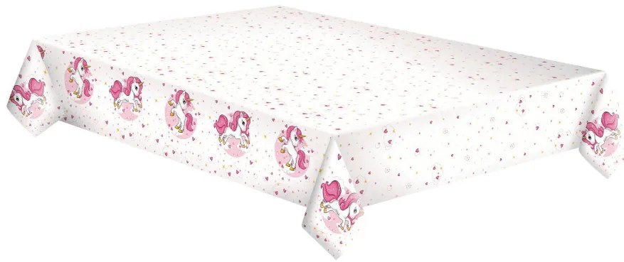 Unikornis Pink Heart papír asztalterítő 120x180 cm