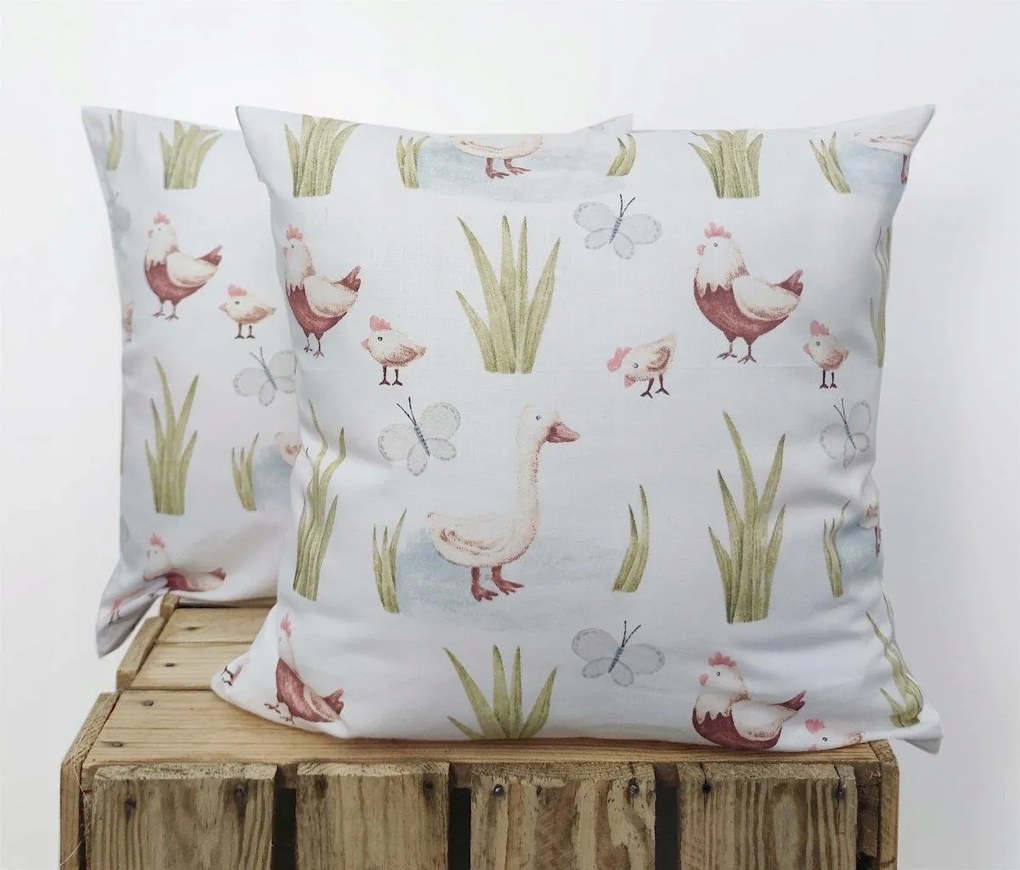 Pamut párnahuzat Prémium tyúk kacsa liba csirke drub 40x40 falu