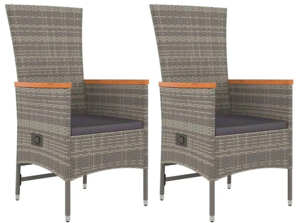 3 részes szürke polyrattan kerti étkezőgarnitúra párnával