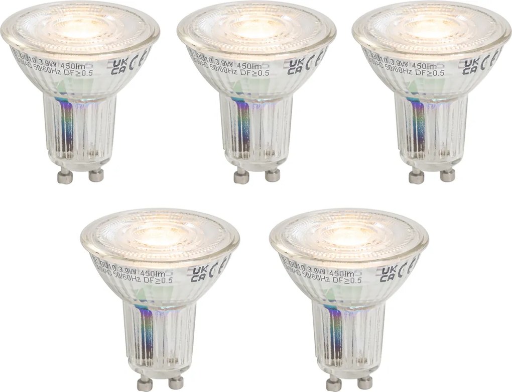 5 darabos GU10 50 szabályozható LED izzó készlet 3,9W 450 lm 2700K – Hosszú élettartamú