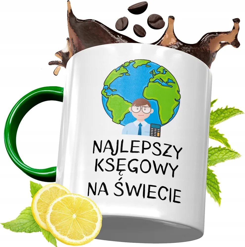 Zöld Bögre Könyvelőnek Ajándékba, fényképes nyomattal