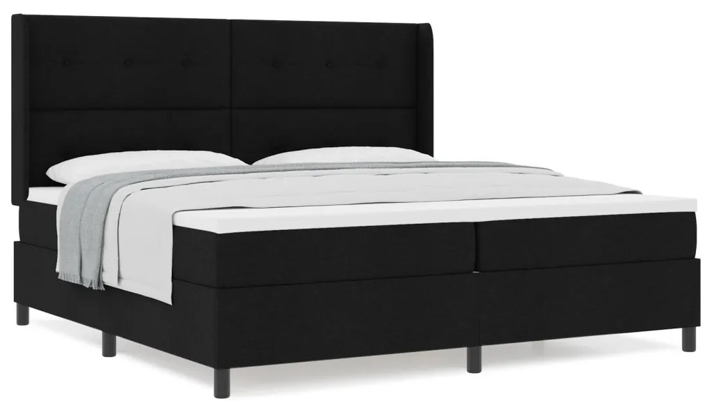 Boxspring Ágy Matrac Alkalmas Fekete 200x200 cm Szövet