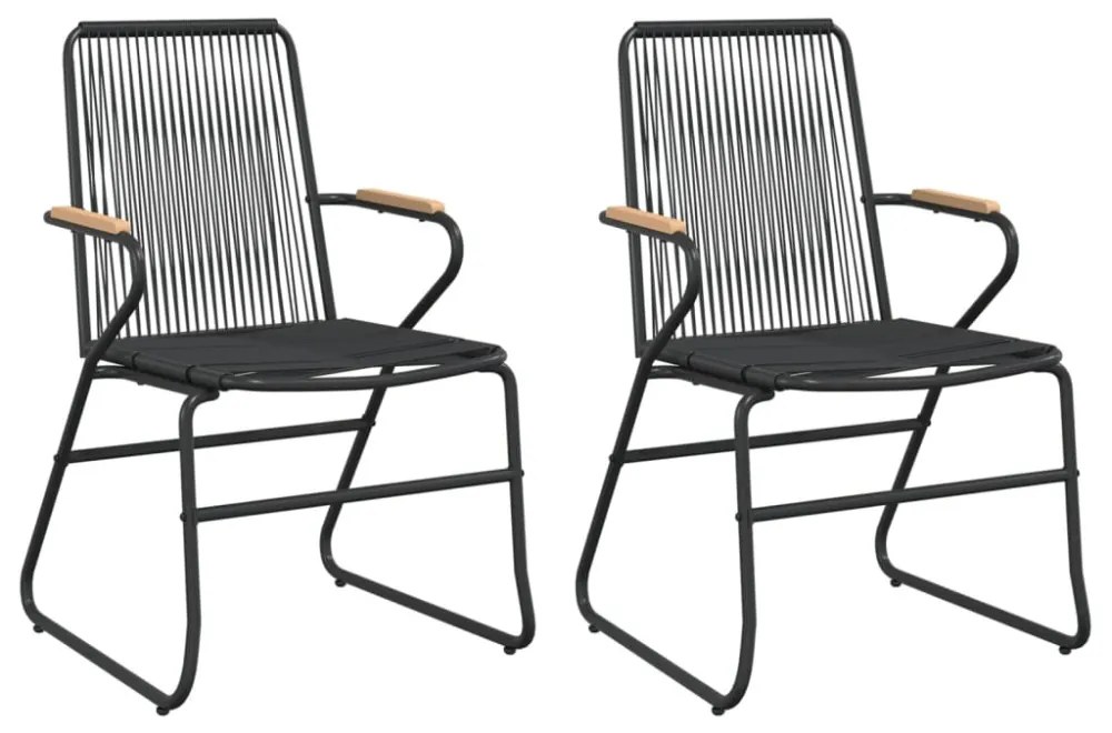 2 db fekete PVC rattan kerti szék 58 x 59 x 85,5 cm