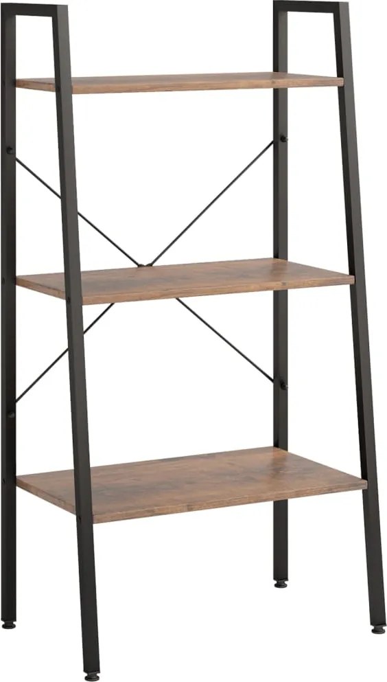 vidaXL 3 szintes sötétbarna és fekete állópolc 56 x 35 x 108 cm