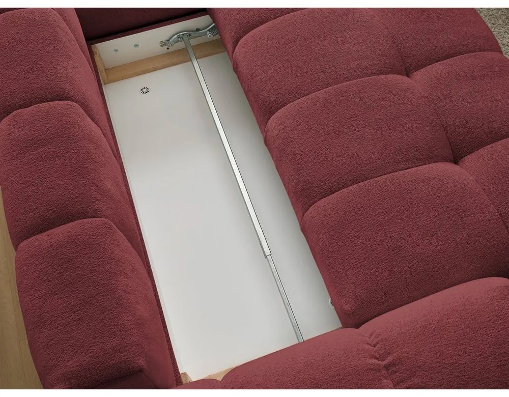 Borvörös zsenília kinyitható-tárolóhelyes sarokkanapé (jobb oldali-L alakú) Everest – Bobochic Paris