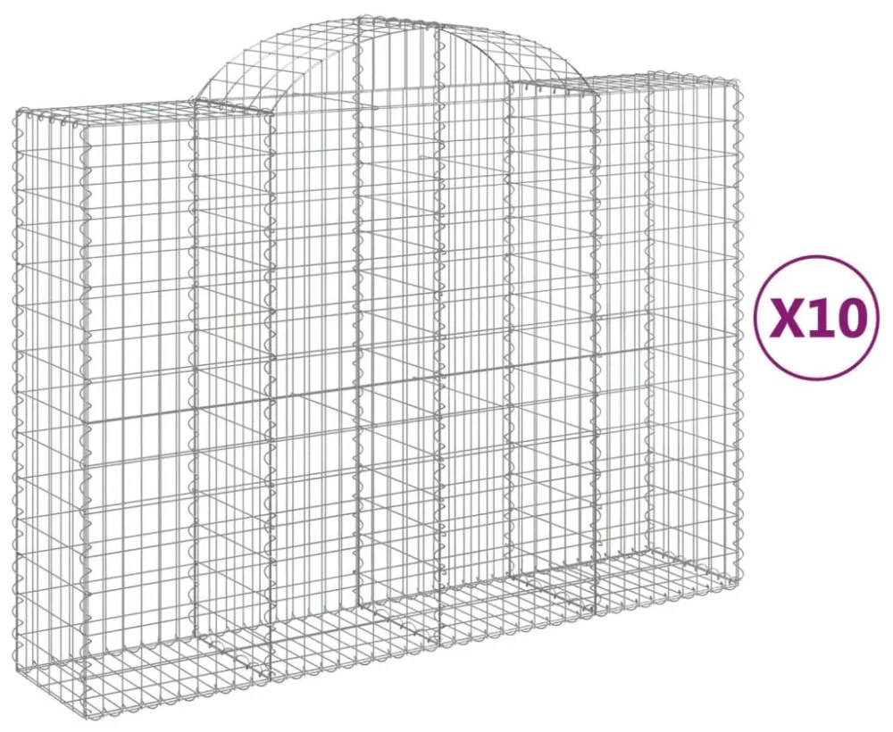10 db íves horganyzott vas gabion kosár 200x50x140/160 cm