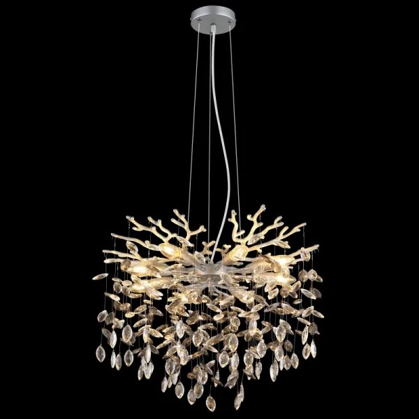 Globo 64138H1S - Kábeles csillár QUEENA 8xE14/40W/230V ezüstszínű