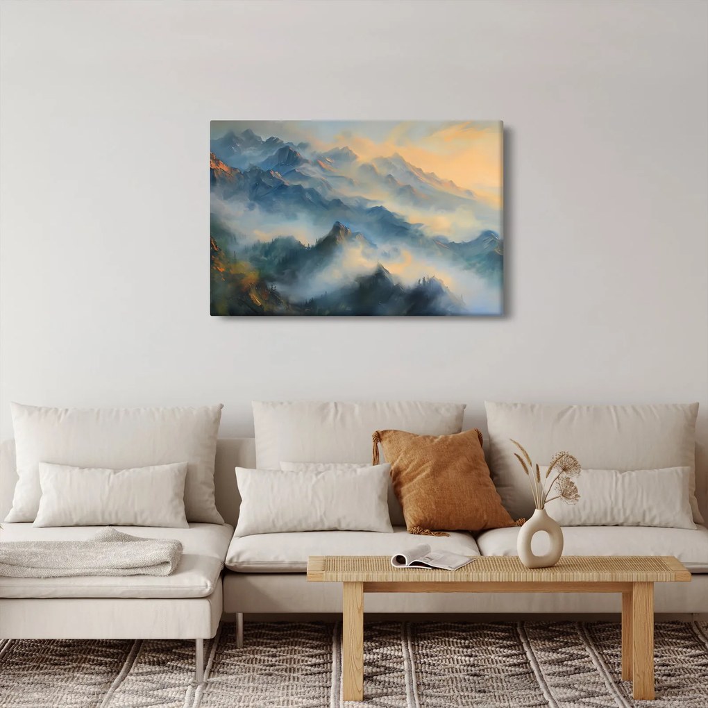 Kép - Festett hegyi táj (90x60 cm)