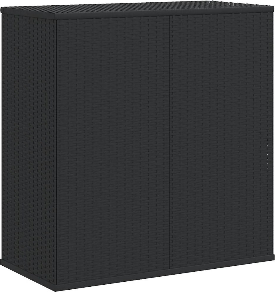 Fekete Polyrattan Kerti Párnatartó Doboz 100 X 49 X 103,5 Cm