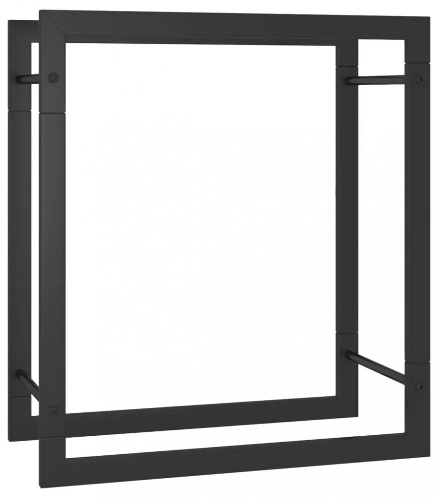 fekete acél tűzifatároló állvány 50 x 28 x 56 cm