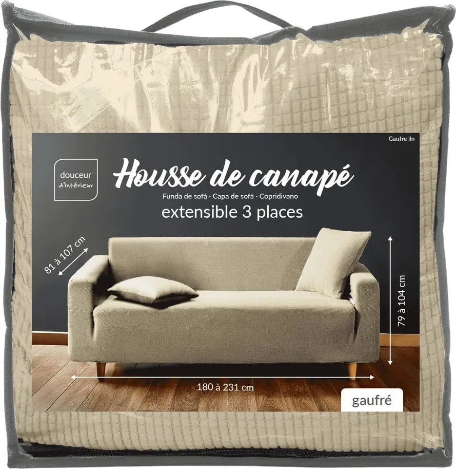 Barna háromszemélyes gumis kanapé huzat Sacha – douceur d'intérieur