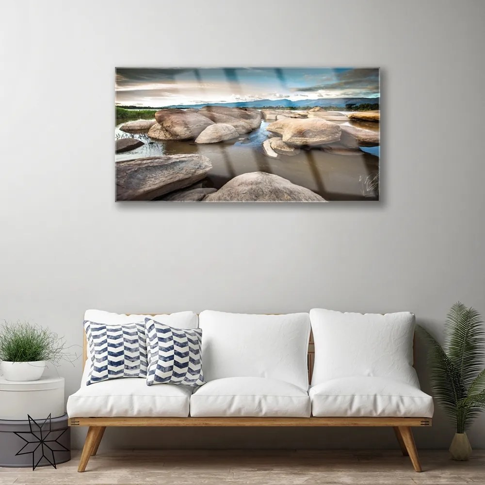 Üvegkép falra szikla táj 100x50 cm