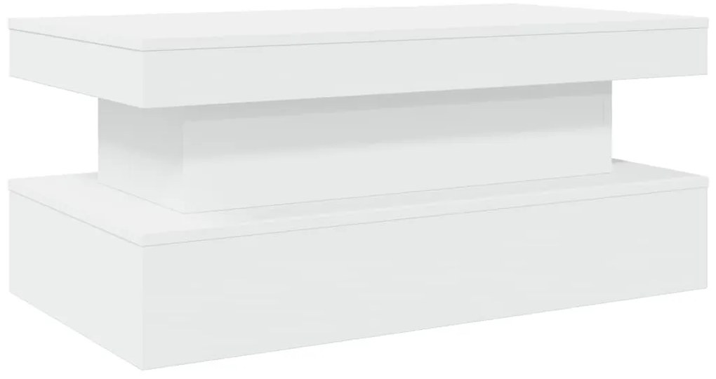 Fehér dohányzóasztal LED-lámpákkal 90x50x40 cm