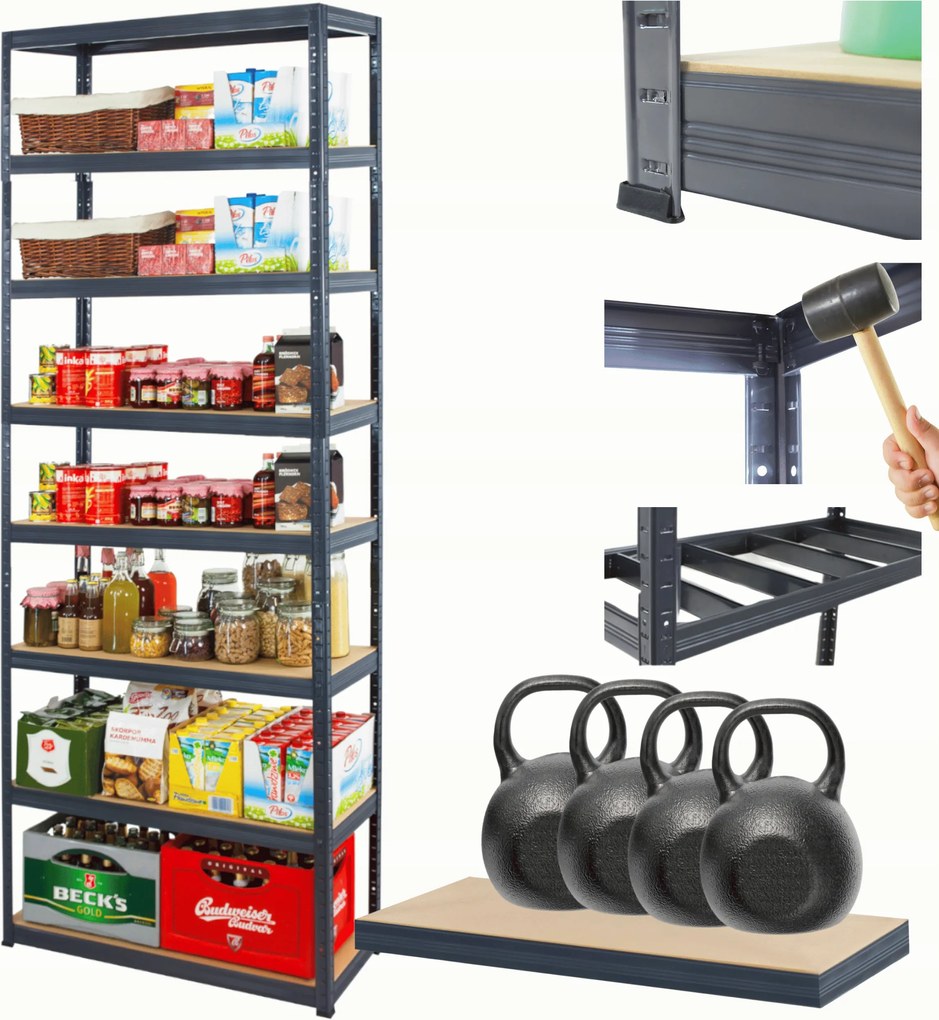 Tárolószekrény fém állvány Helios 270x120x45cm 8Px400kg 300TYS Komb