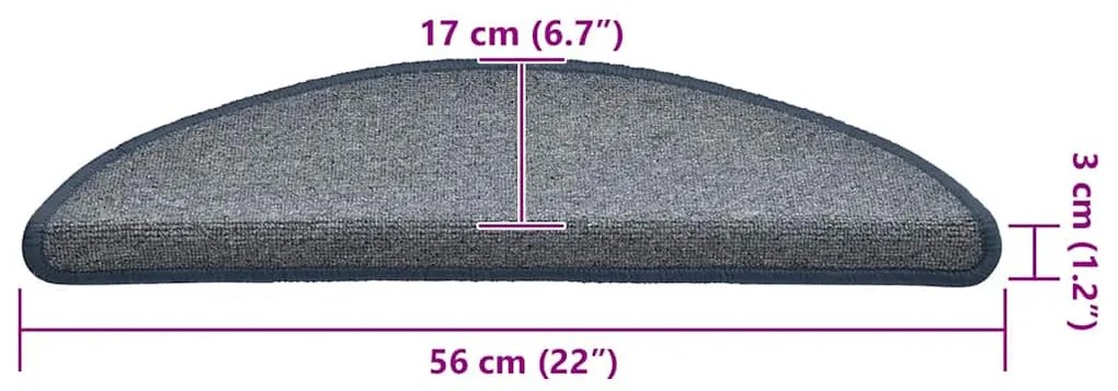30 db világoskék és kék félkör alakú lépcsőszőnyeg 56 x 17 x 3 cm