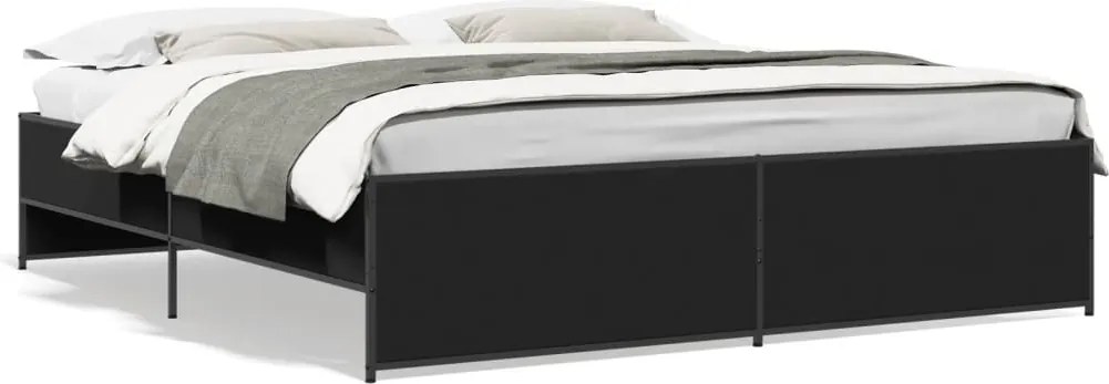 vidaXL fekete szerelt fa és fém ágykeret 180 x 200 cm