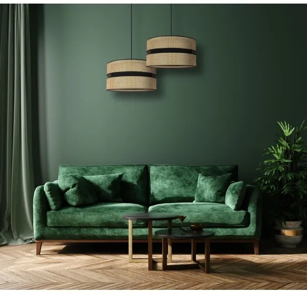 Duolla - Csillár zsinóron DUO 1xE27/15W/230V átm. 40 cm rattan/fekete