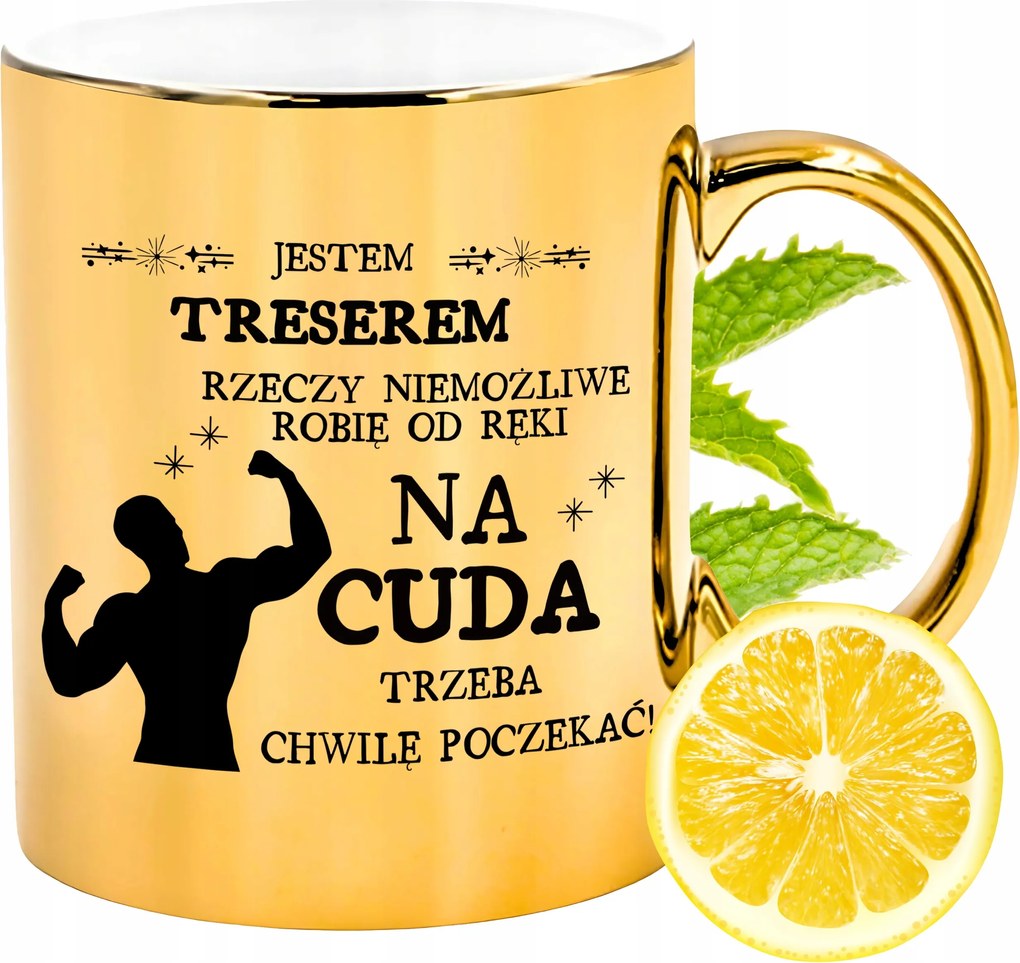 Prémium Arany Csillogó Bögre Treser Ajándék Nyomtatott Fotóval