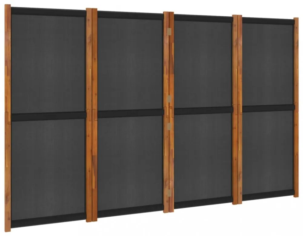 fekete 4 paneles térelválasztó 280x180 cm