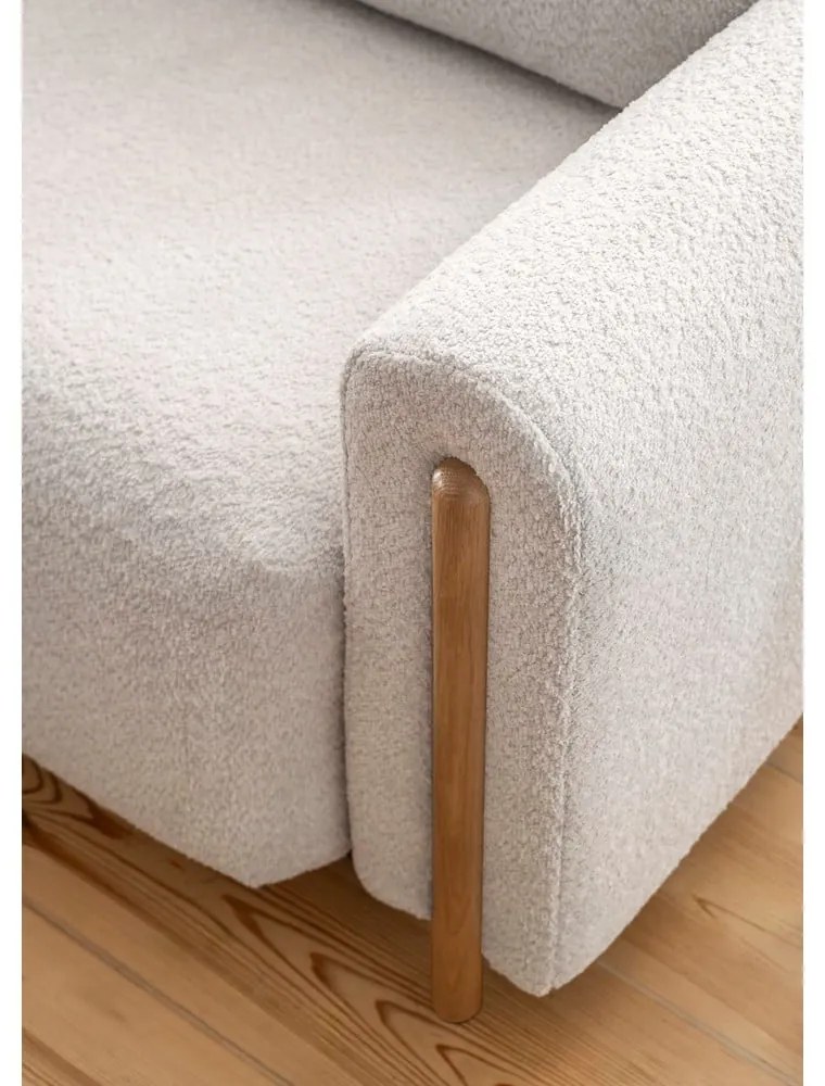 Bézs buklé kinyitható-tárolóhelyes kanapé 244 cm Arcadova – ELTAP