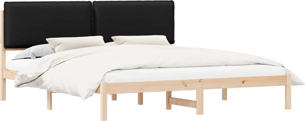 vidaXL Ágykeret Kárpitozott Fejtámlával Fekete 200 x 200 cm
