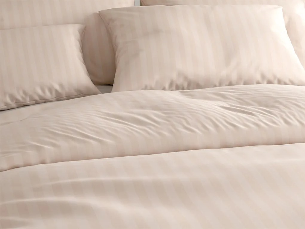 JASMINE mikroszálas ágyneműhuzat, pezsgőszínű – 2 cm-es csíkos, szállodai zsebes Ágyneműhuzat mérete: 70 x 90 cm | 140 x 200 cm