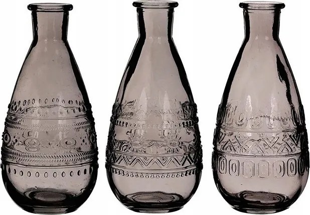 Üveg váza gyertyatartó 15,8 cm üveg szürke