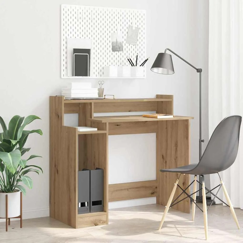 Asztal asztali lámpákkal kézműves tölgy 97 x 45 x 90 cm Faanyag