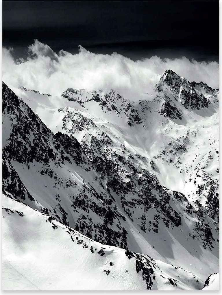 Fali Poszter Hegyek Fekete-Fehér Hálószoba Nappali Keret Nélkül 40x30