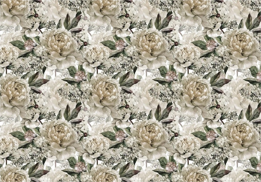 Fotótapéta Bazsarózsa és hortenzia vinil 368x254 Elegáns virágminta +ragasztó