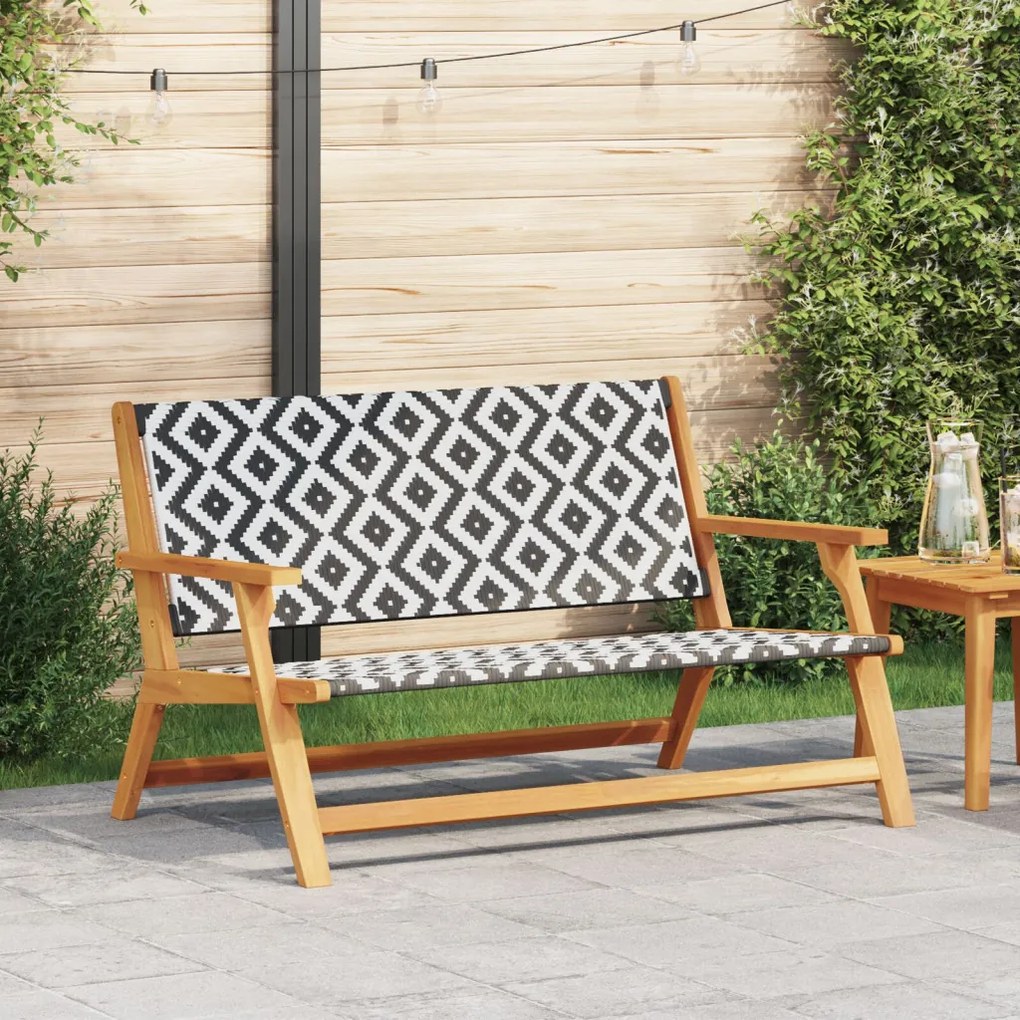 Kerti pad Fekete és fehér 122x76x73.5 cm Tömör akácfából