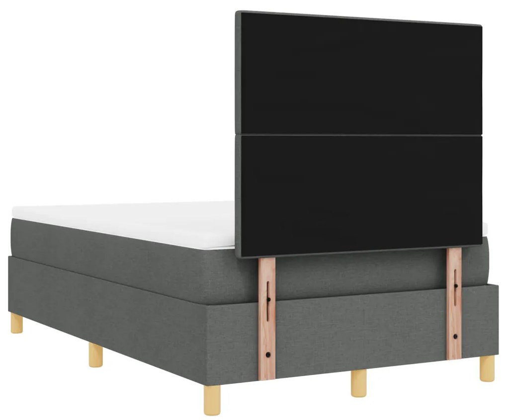 Box Spring Ágy matraccal & LED világítással, Sötét szürke 120x190 cm Szövet
