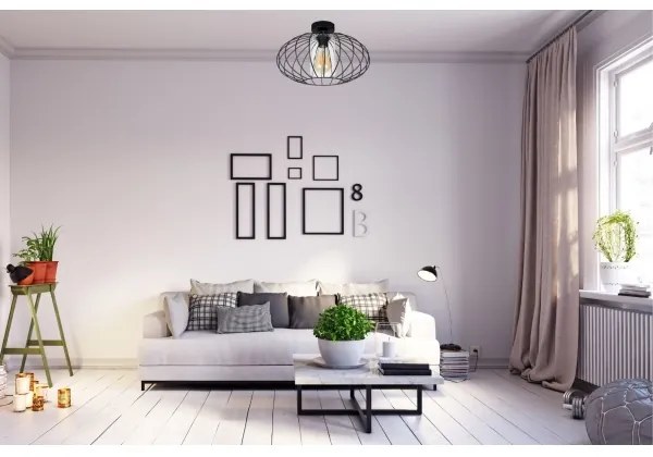 Felületre szerelhető csillár CORRINI 1xE27/60W/230V átm. 34 cm fekete/átlátszó