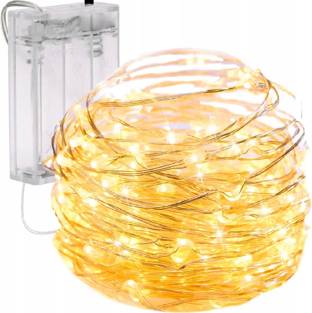 Karácsonyfa Fények Dróton Fények Mikro Girland Meleg Fehér Aa 80 Led