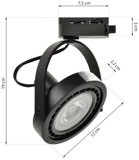 Spotlámpa sínrendszeres LUGAR 1xAR111 - GU10/25W/230V