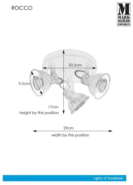 Markslöjd 107852 - Spotlámpa ROCCO 3xGU10/7W/230V