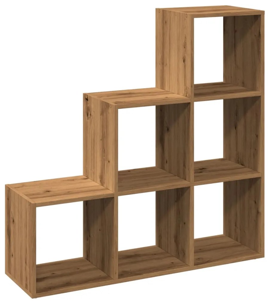 3 szintes kézműves tölgy fa elválasztó könyvespolc 99x29x99 cm