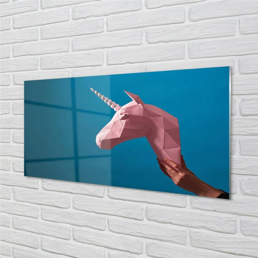 Üvegképek Rózsaszín egyszarvú origami 125x50 cm