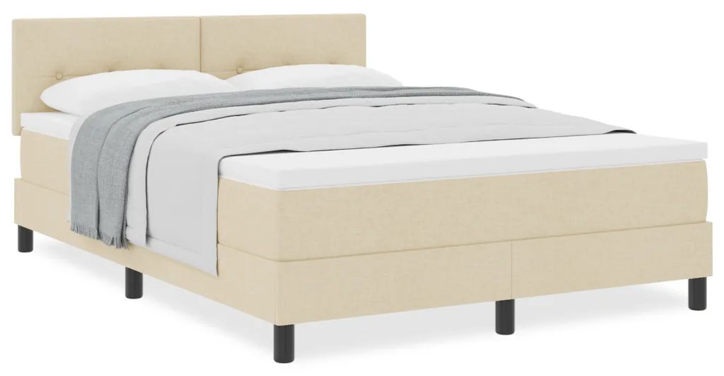 Box Spring Ágy Matrac Krém 140x200 cm Vászon